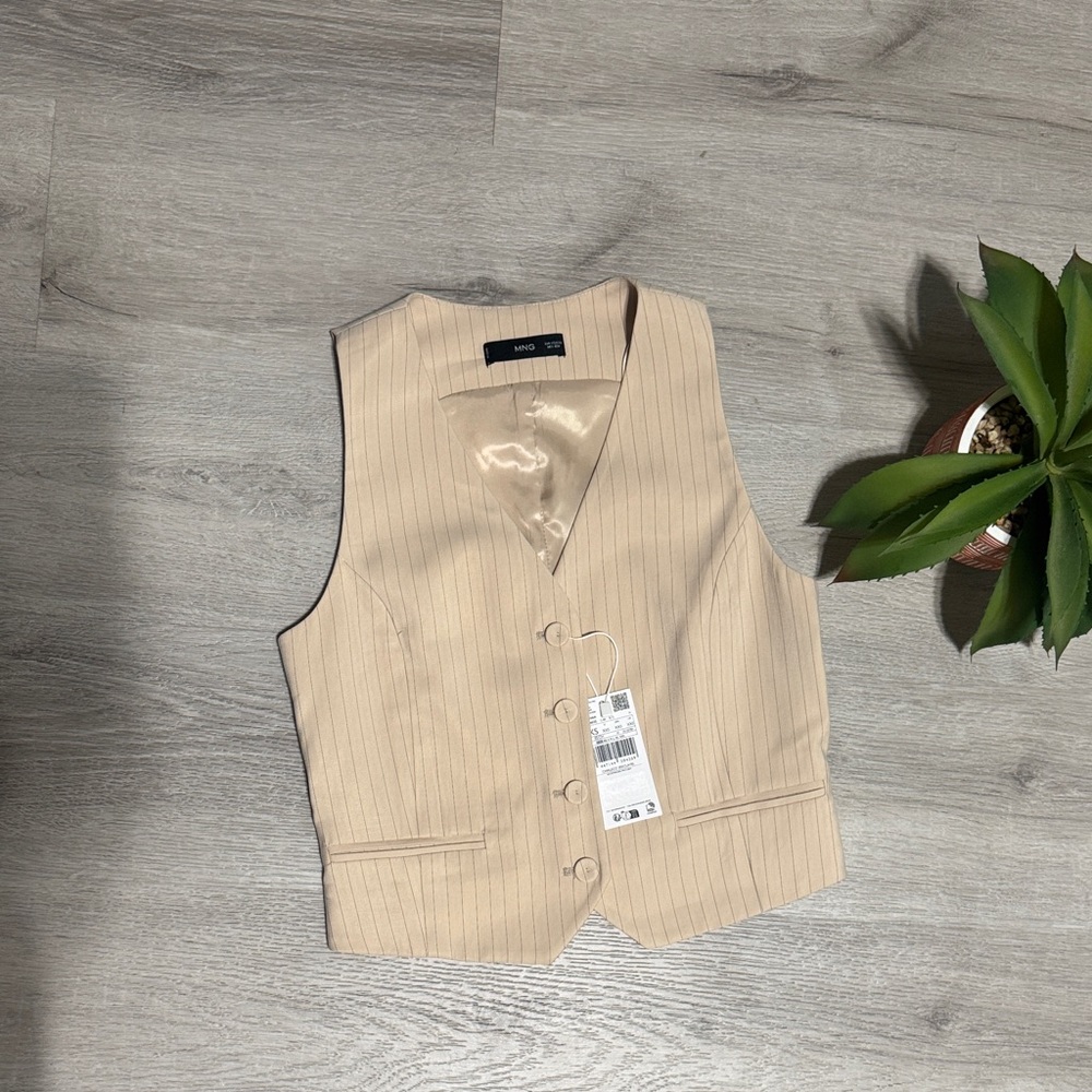 Beige Pinstripe Women's Vest